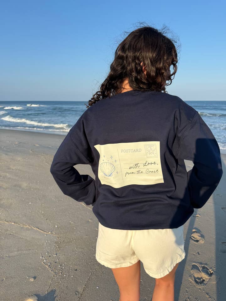 Coastal Postcard Crewneck for wholesale by Serendipity Designs