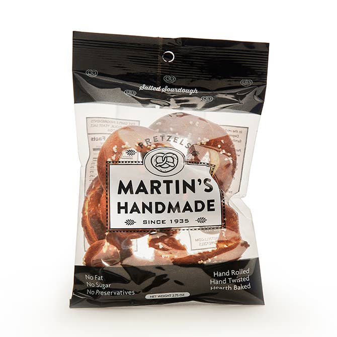 Handmade Sourdough Pretzels, Salted - 2.75 oz Bags for wholesale by Martins Handmade Pretzels