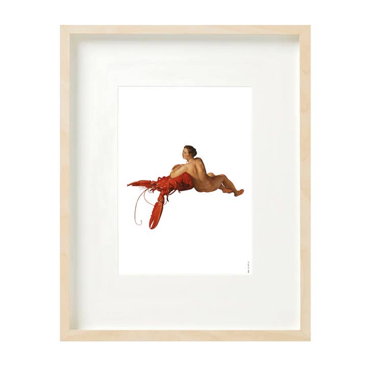 Impression (A4) collage Collection du musée - homard et dame pour la vente par Lylies