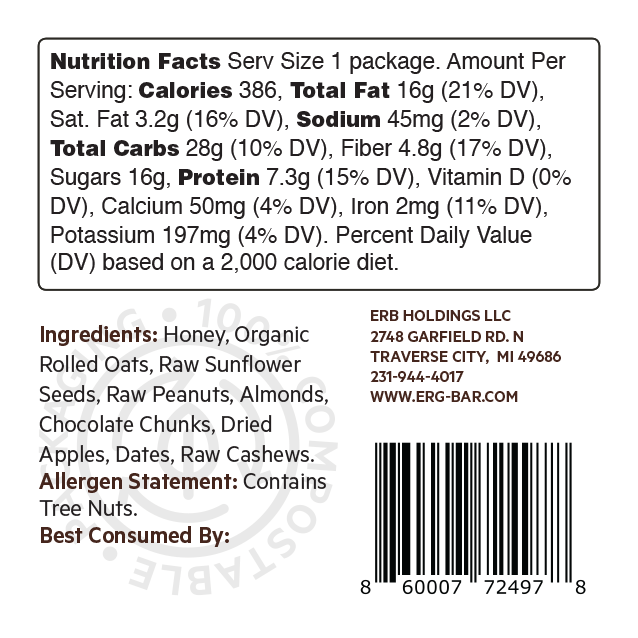 ERG! Bars - Vendita all'ingrosso Barrette - Peanut Butter Chocolate Chunk - Scatola da 12 barrette1