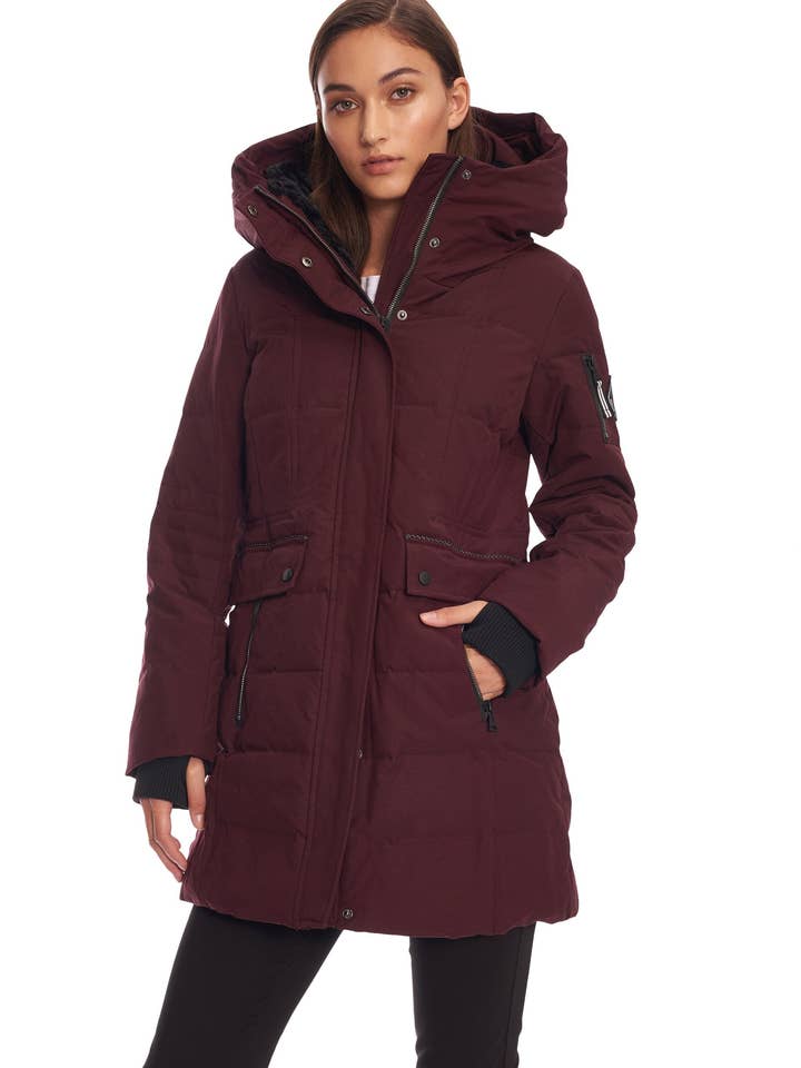 KOOTNEY | WOMEN'S VEGAN DOWN (RECYCLED) MID-LENGTH PARKA, GRAPE for wholesale by Alpine North CA