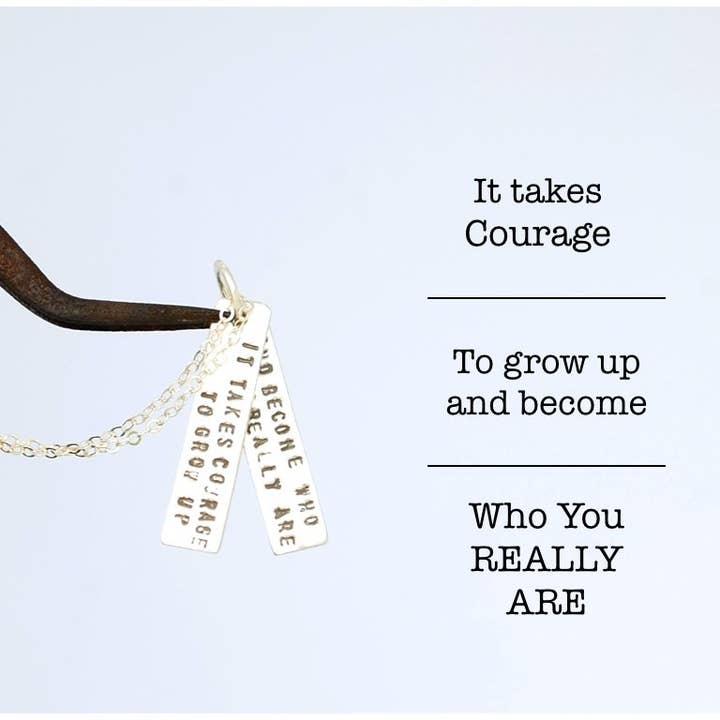 Chocolate and Steel – wholesale Pendant/charm necklace – It Takes Courage to Grow Up and Become Who You Really Are -EE Cummings Quote Necklace11