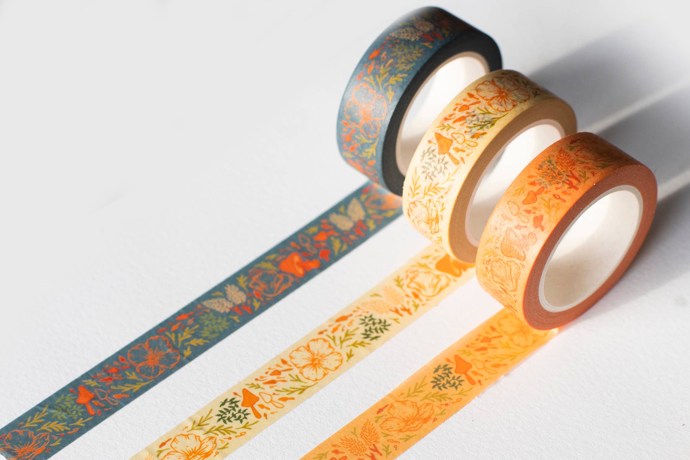 Mustard Beetle - Wholesale Washi Tape - Floral, Poppies + Mushrooms, 1/2" Washi Tape Roll2