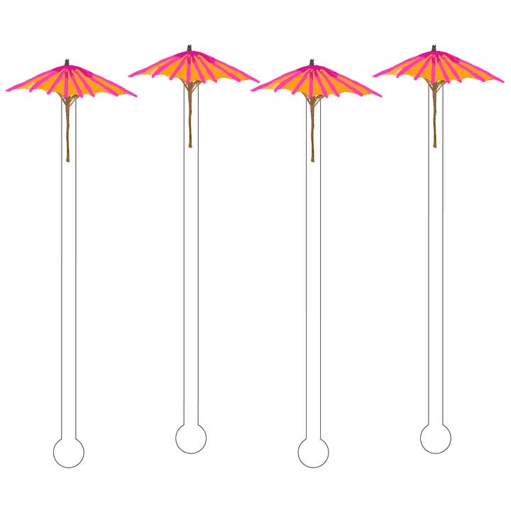 ZITRUS & AUBERGINE DRINK REGENSCHIRM ACRYL RÜHRSTÄBCHEN für den Großhandel von XO ACRYLICS | ACRYLIC STICKS