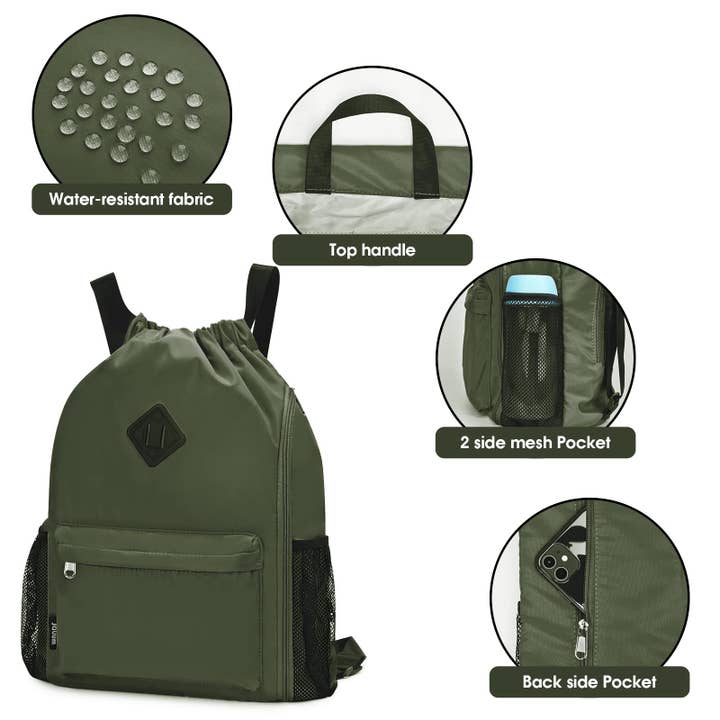 wandf - Wholesale Backpack - Women's - WANDF Gym Sports Drawstring Backpack with Shoes Compartment24