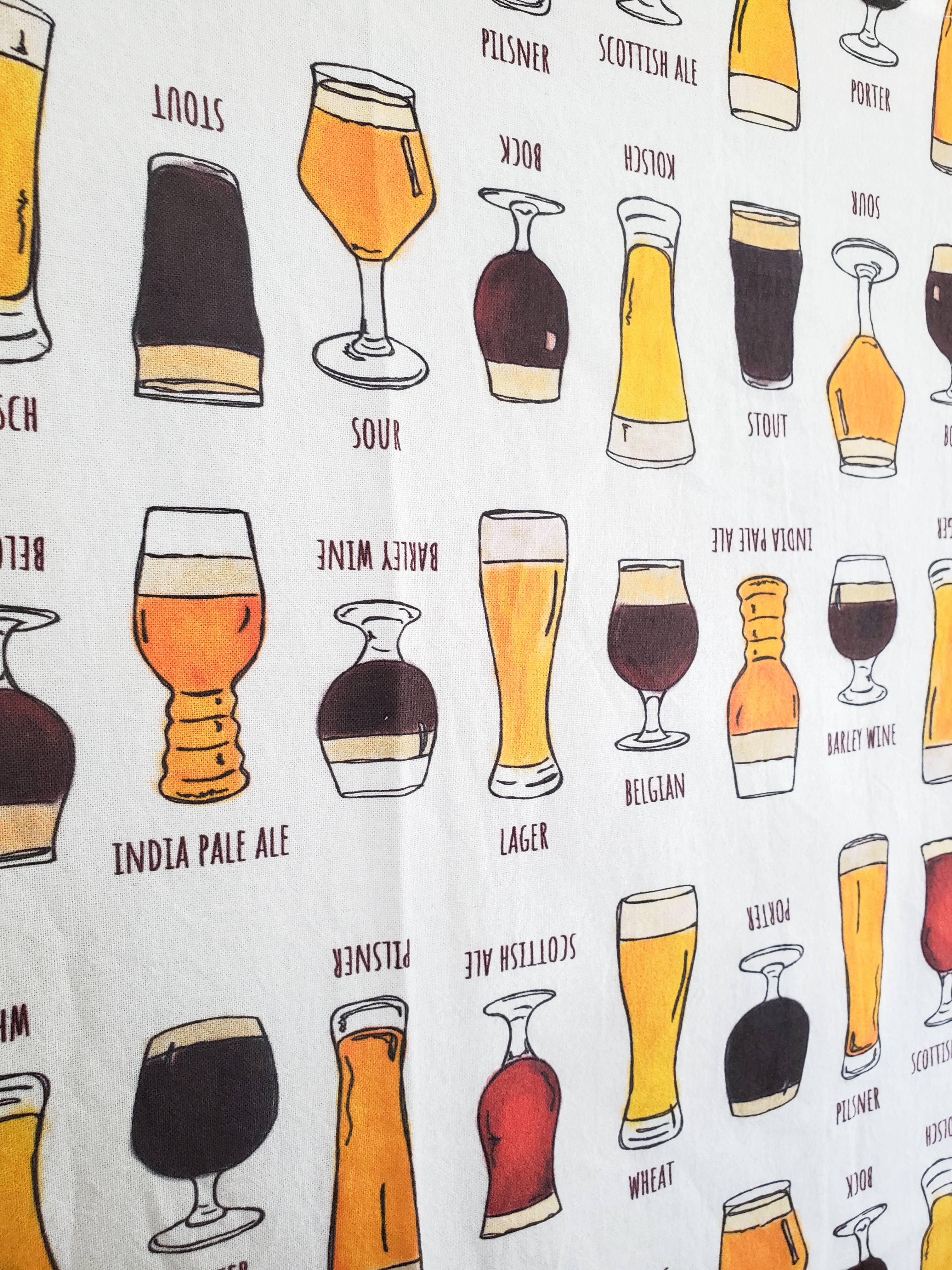 abigail hausman design & illustration - Wholesale Tea Towel - Beer Lover Tea Towel/Flour Sack Towel 19x284