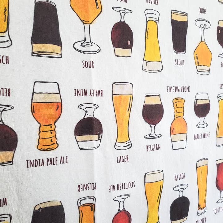 abigail hausman design & illustration - Wholesale Tea Towel - Beer Lover Tea Towel/Flour Sack Towel 19x284