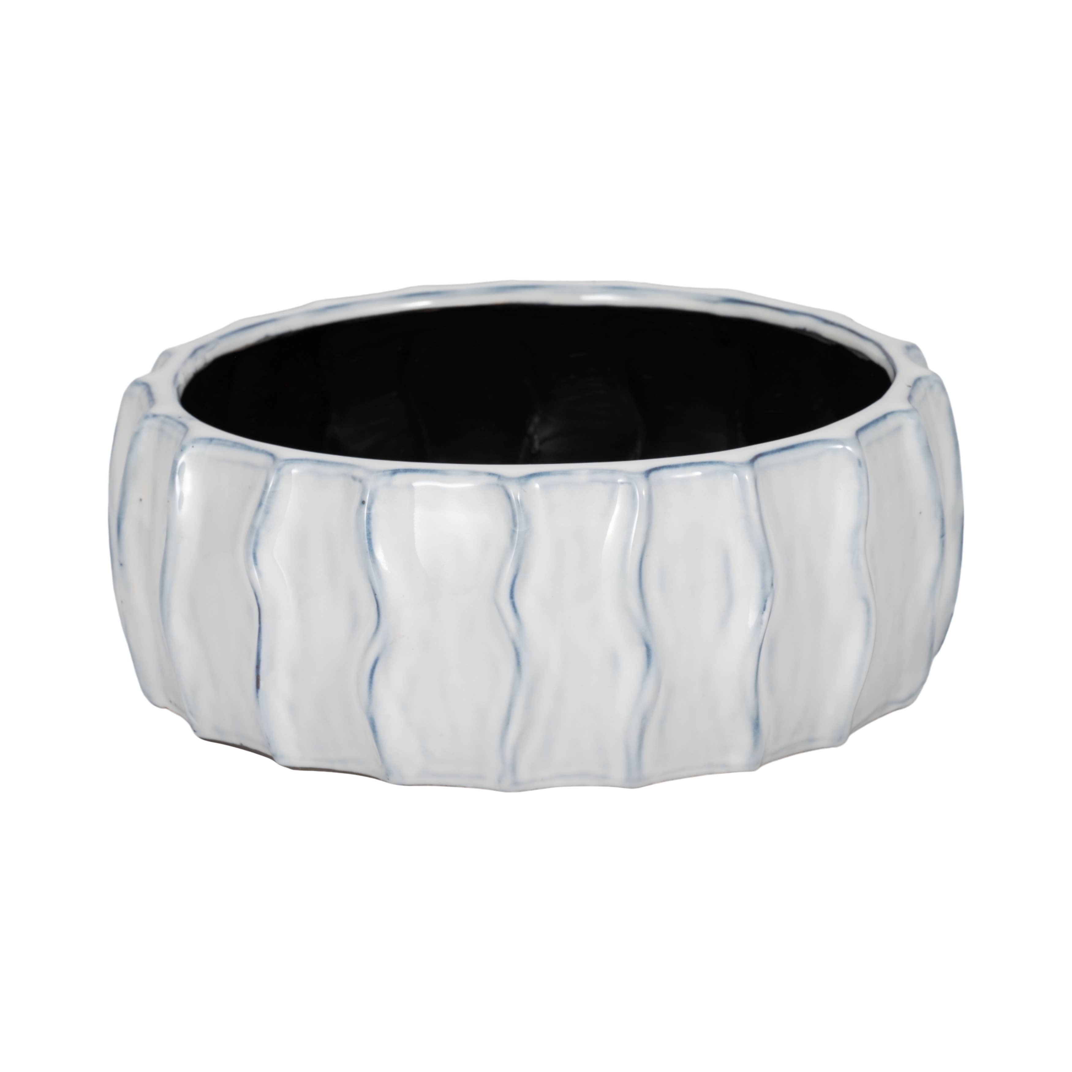 Sagebrook Home - Wholesale Decorative Plate/Dish/Bowl - Decorative Bowl - White/Blue Ceramic Sea Urchin, 11 in.5