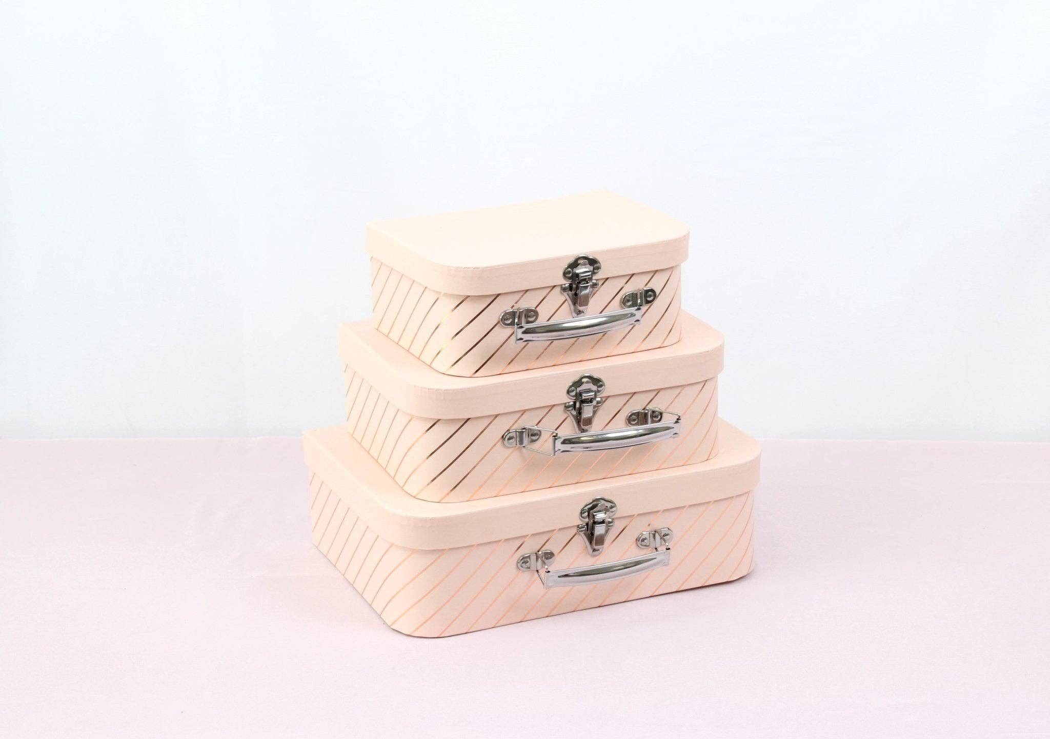 Elegant Design Supply - Vente Coffrets cadeaux - Boîte cadeau luxe en forme de valise avec rayures dorées10