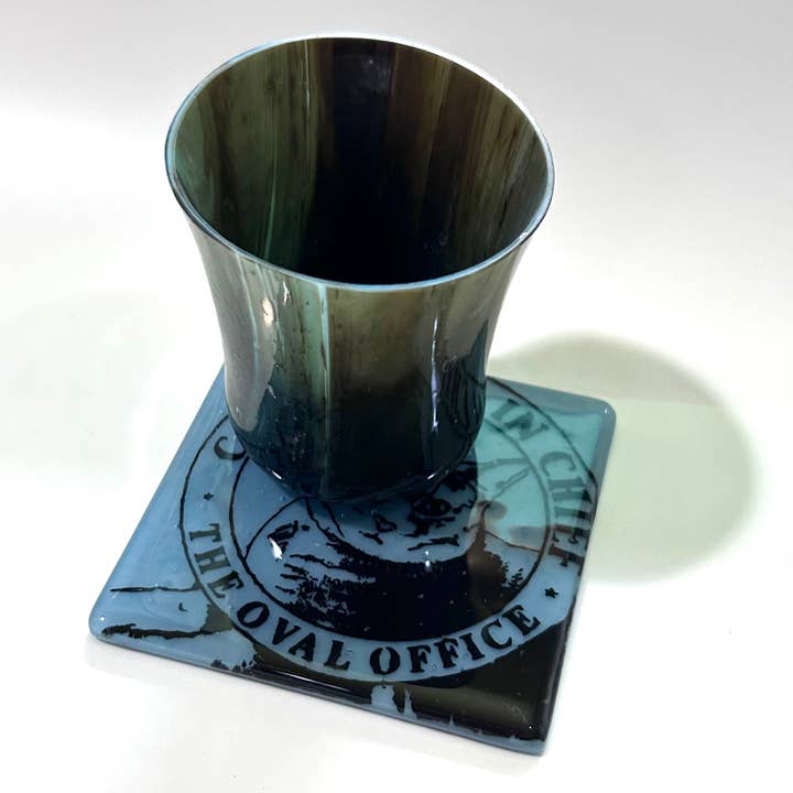 Kiku Handmade | Contemporary Fused Glass Home Goods - Wholesale Coasters - Catmander in Chief Fused Glass 4" Single Coaster