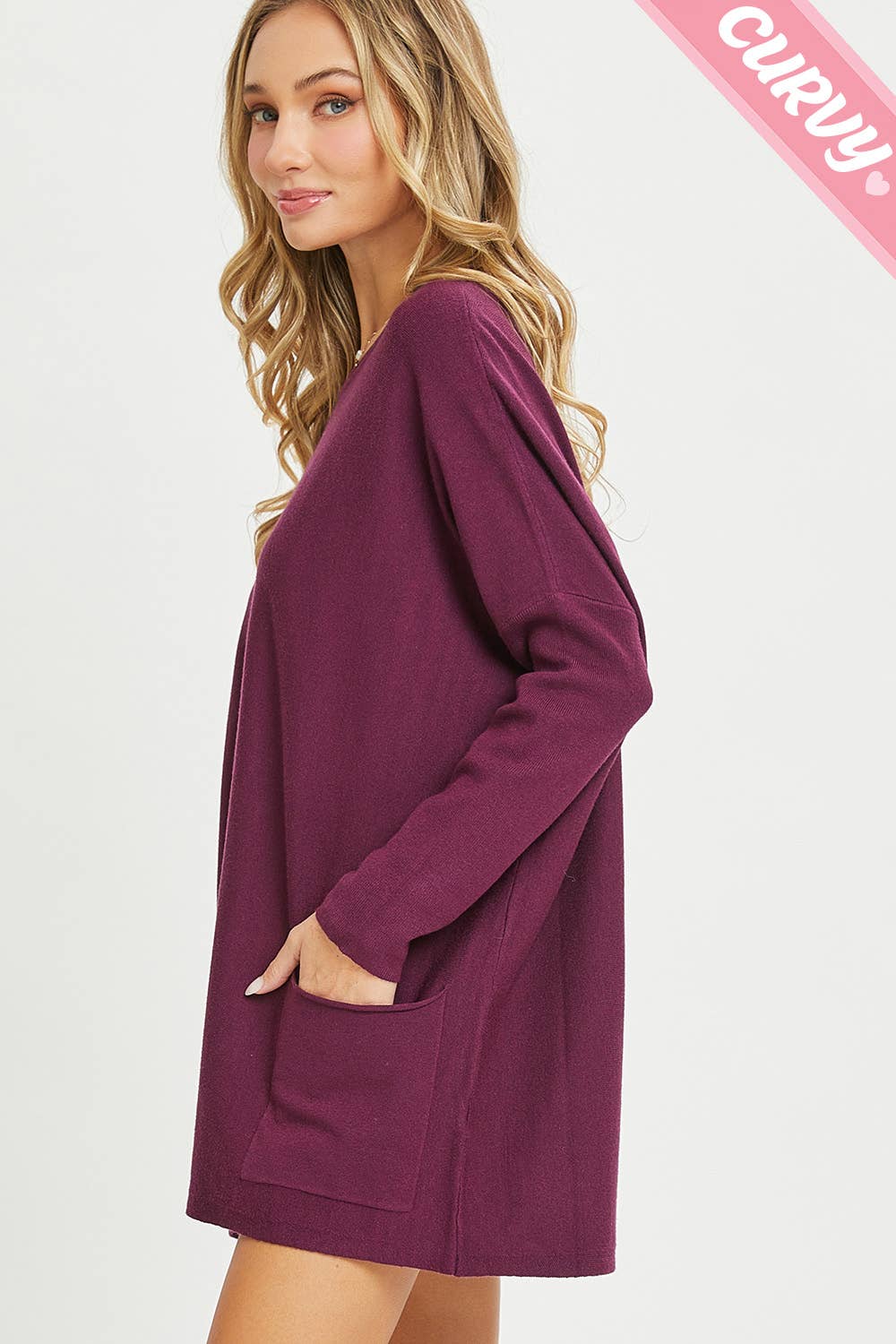 Sweet Lovely by Jen - Wholesale Tunic Sweater - Women's - FRONT POCKET OVERSIZE SWEATER PLUS SIZE6