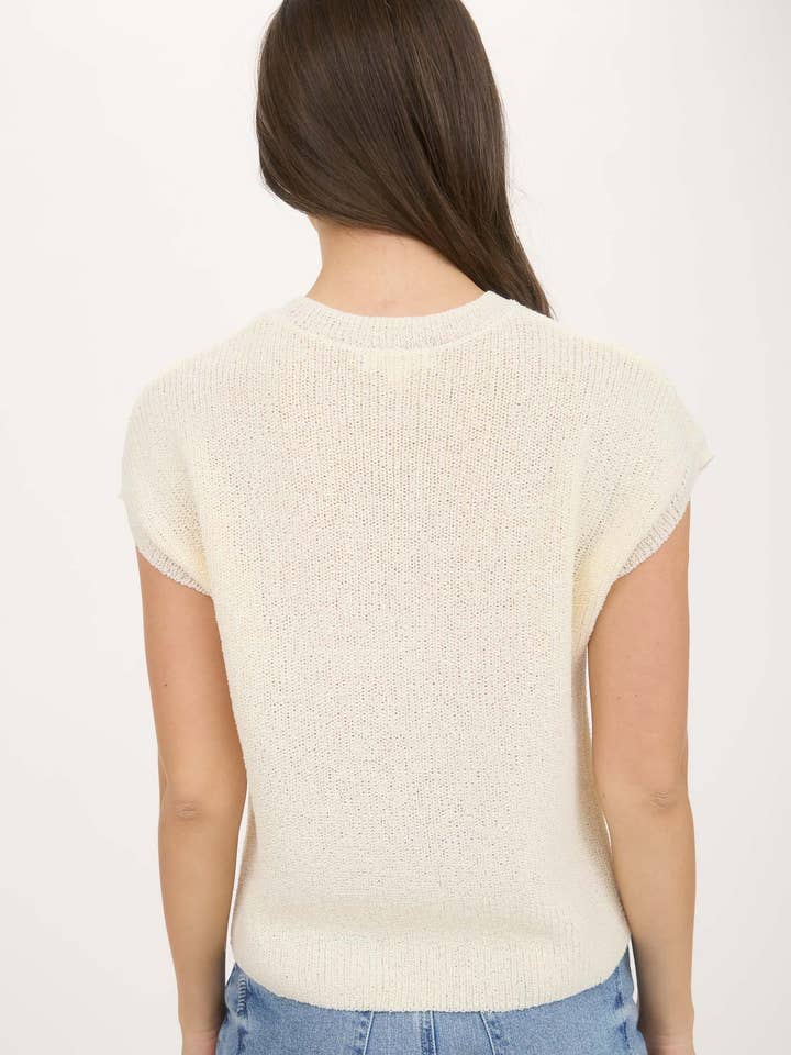 Blu Pepper - Wholesale Knit Sweater - Women's - CREWNECK SHORT SLEEVE BATWING SWEATER WITH POCKET