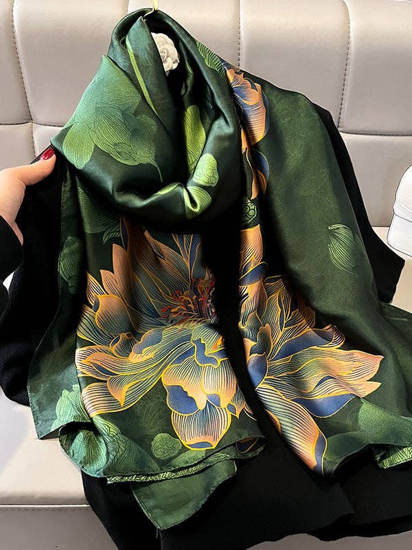 Sheer Trend - Wholesale Scarf - Women's - Flower Print See-Through Shawl&Scarf