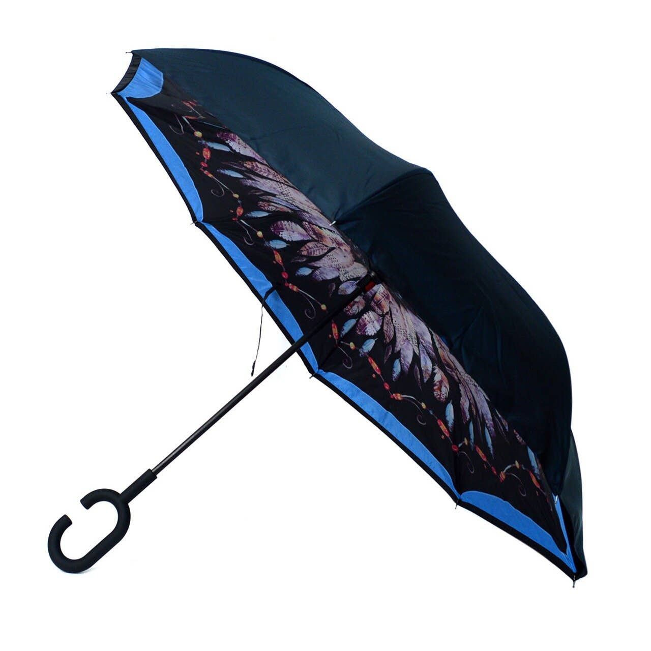 Selini New York - Vente Parapluie – unisexe - Parapluie inversée à double couche en plumes7
