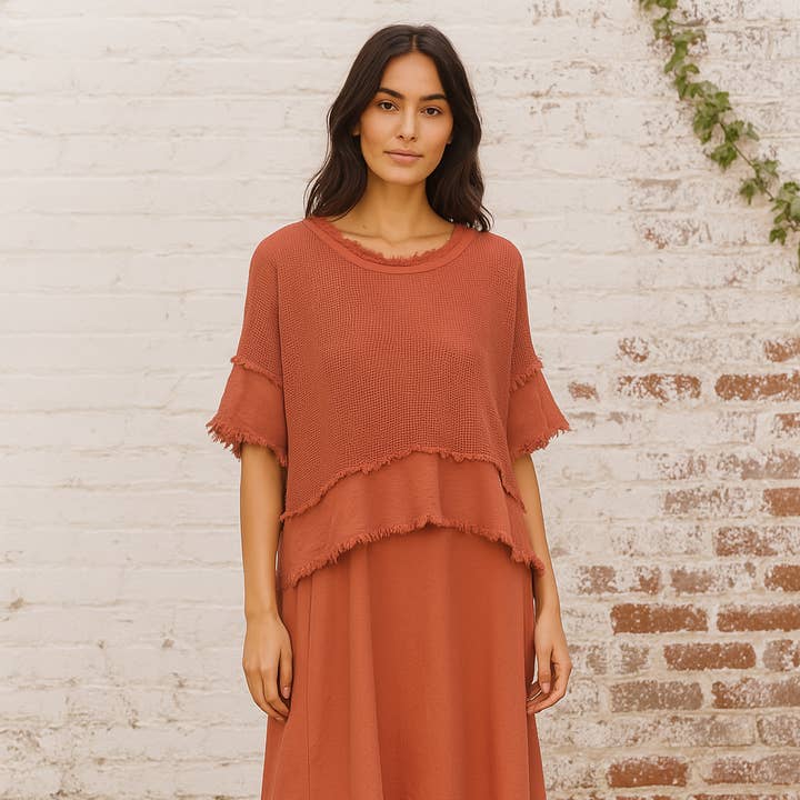 2 piece linen cotton blend frayed edged dress with side pock and other Purchase wholesale clothingplus size. Free returns & net 60 terms on Faire trending on Faire.