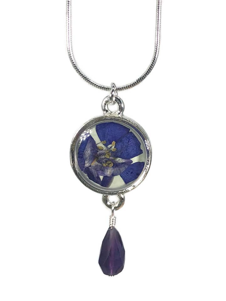 February Birth Month Flower Birthstone Necklace for wholesale by Shari Dixon