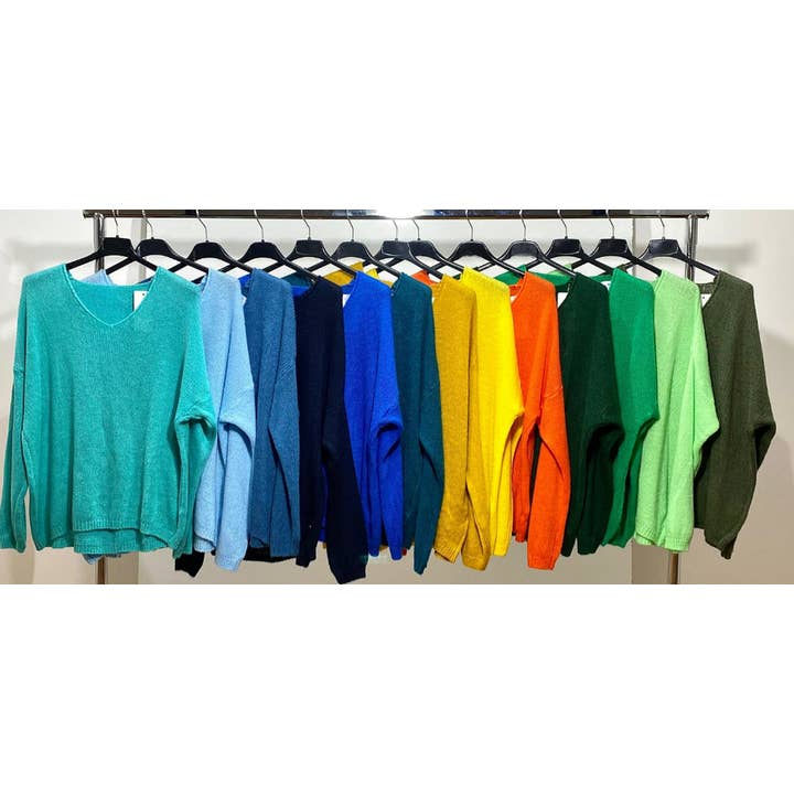 257NEW Italian One Size V-Neck Knit Wool Mix Sweater LOOWIE for wholesale by LOOWIE