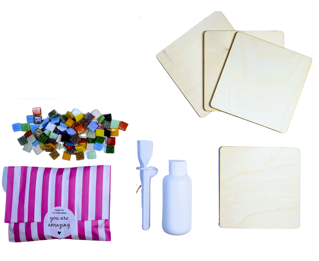 Montet Designs - Wholesale DIY Craft Kit - 4 x Coaster DIY Mosaic Kit, Roman Style3