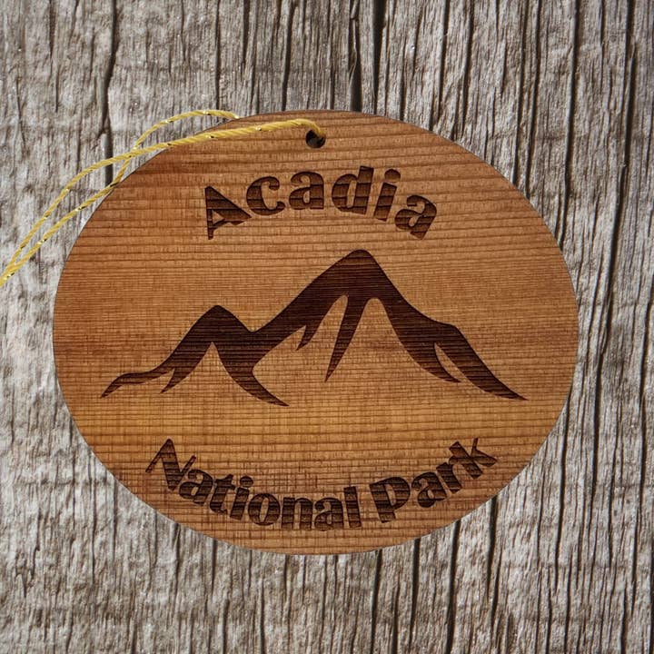 Happy Wood Products - Wholesale Ornament - Acadia National Park Mountains Christmas Ornament Wood Maine Souvenir Cadillac Mountain ME1