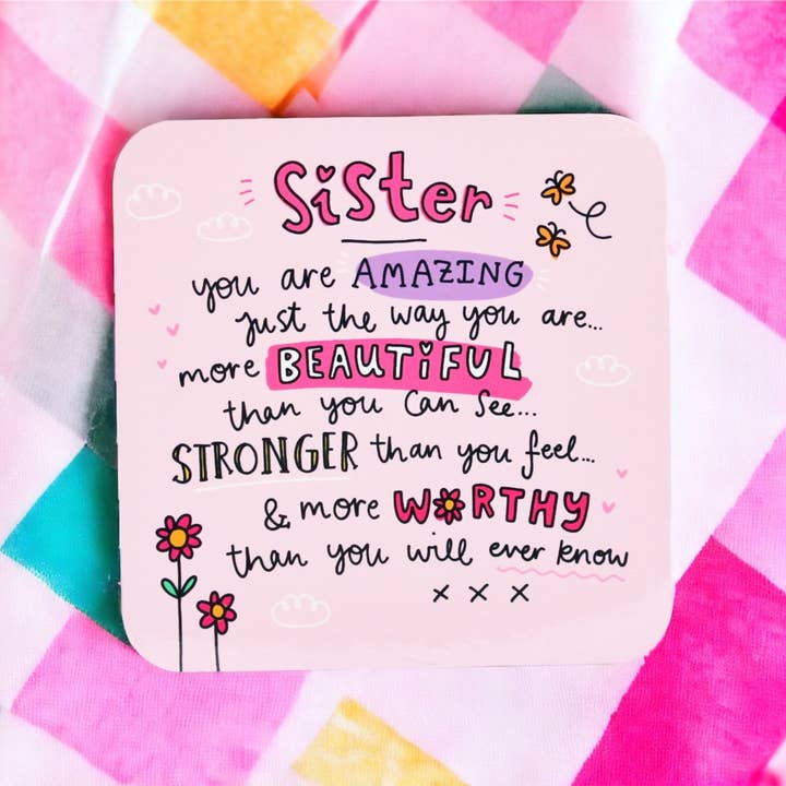 Feel Good Gift co. – wholesale Coasters – Sis Coaster - Non-Slip Feature