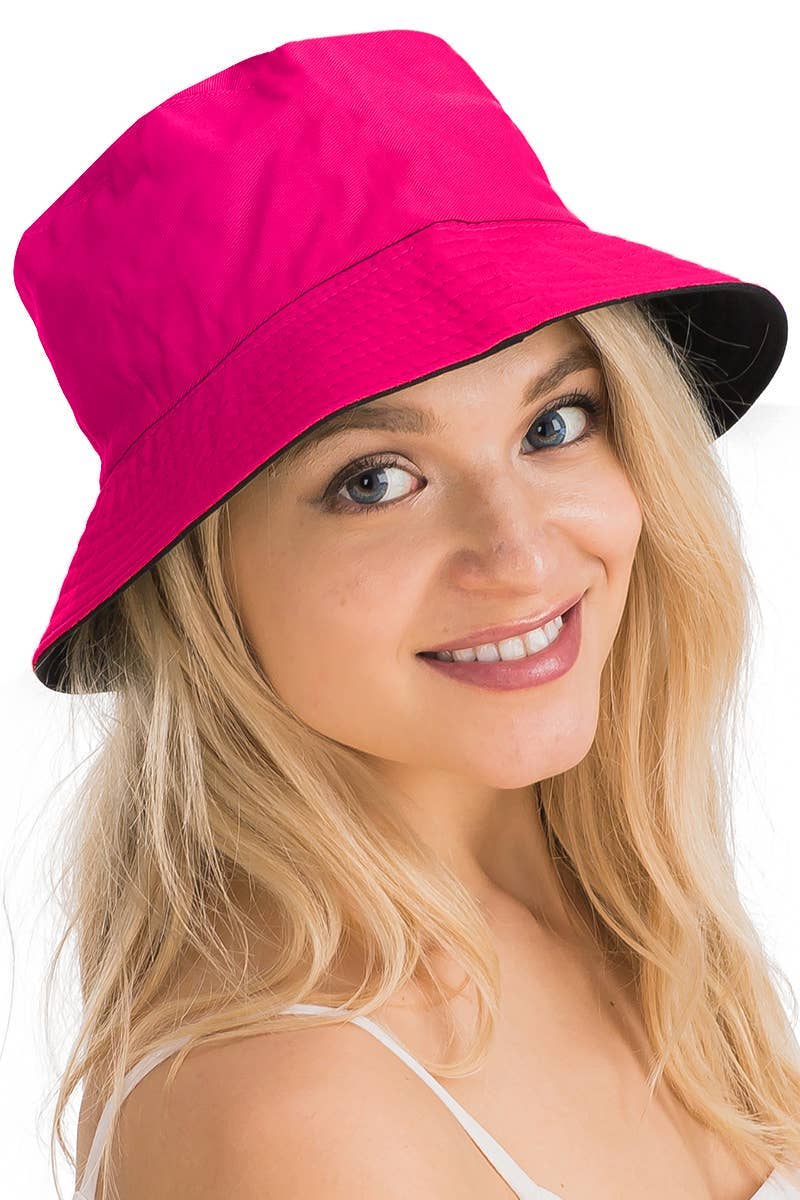 Cap Zone - Vente Bob – unisexe - Chapeau seau en coton uni réversible à fond noir12