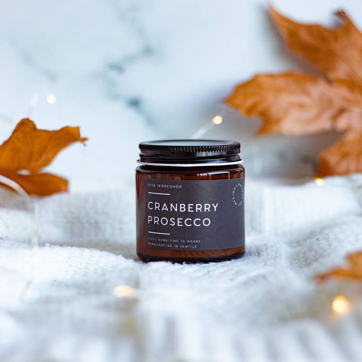 Viva Workshop - Wholesale Jar/Filled Candle - Cranberry Prosecco – Festive Scented Soy Candle6