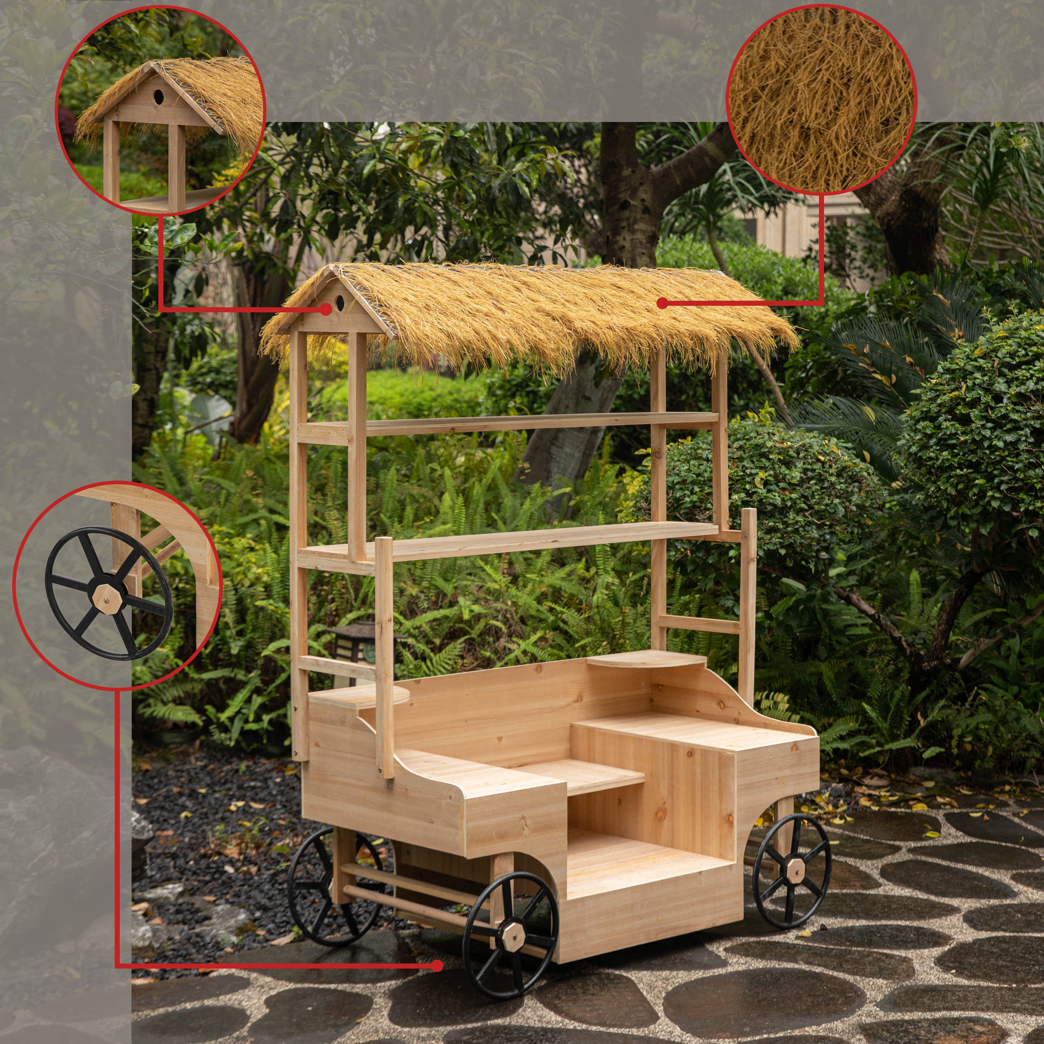 Quickway Imports - Wholesale Outdoor Ornament/Decor - Vintiquewise Versatile Multi-Tier Wooden Rolling Cart5