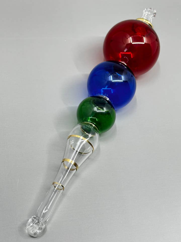 3 Ball w/Teardrop Glass Ornaments 14K Gold - Egyptian Hand Blown for wholesale by Arabazaar Gallery LLC