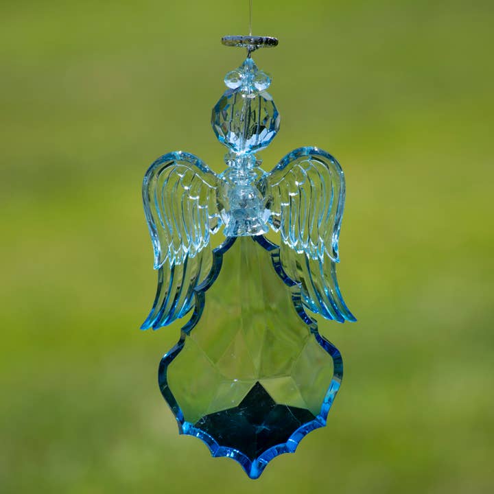 Zaer Ltd. International - Wholesale Ornament Set - Large Hanging Blue Acrylic Angel Ornaments in 3 Assorted1