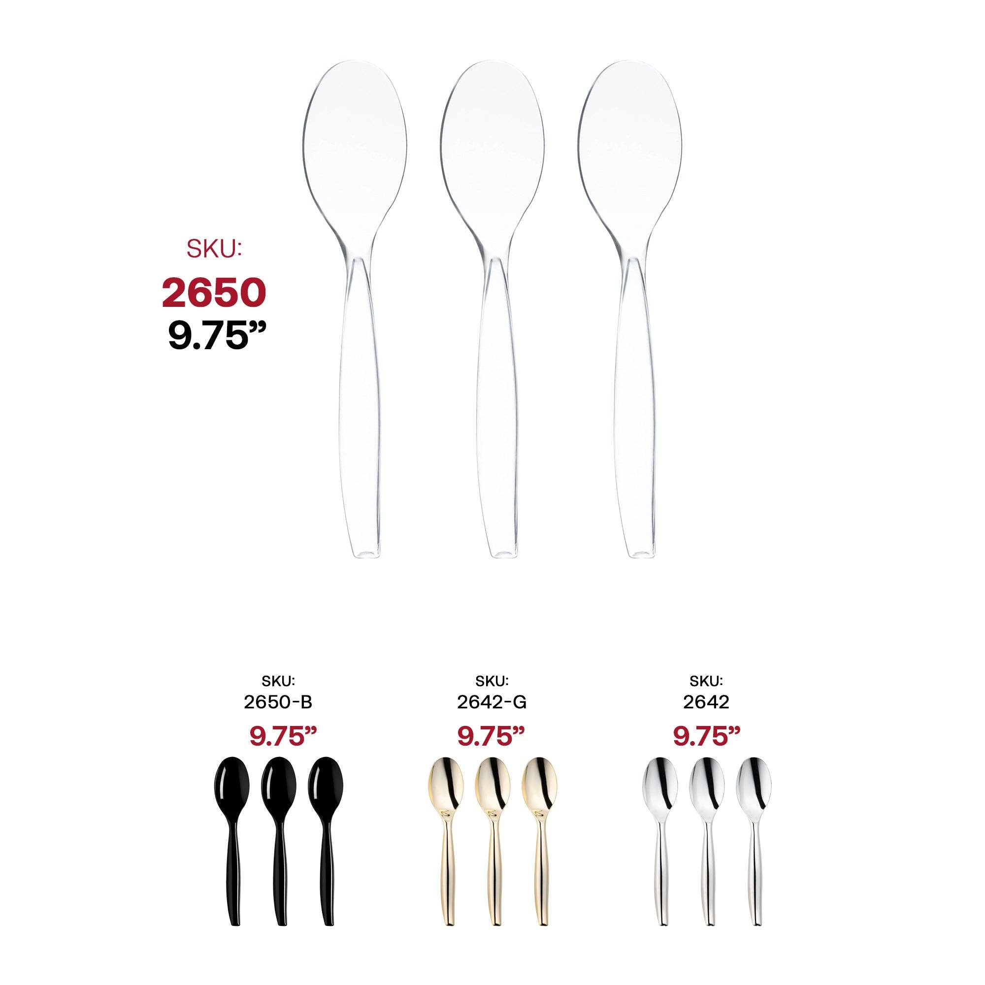 Smarty had a Party - Wholesale Disposable Spoon - Clear Disposable Plastic Serving Spoons - 5 pcs5