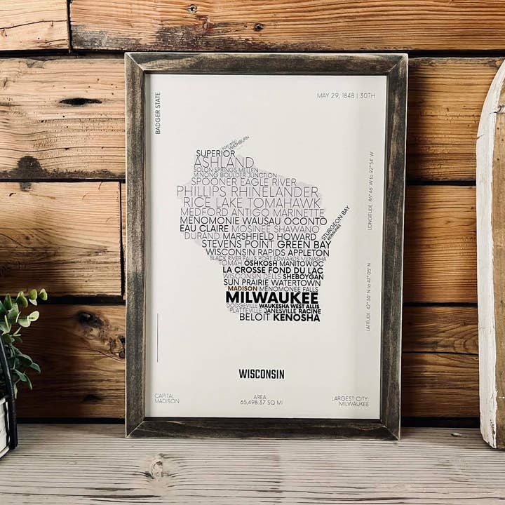 Mapa de Tipografia do Estado – Impressão de Nomes Personalizados de Cidades por atacado de The Farmer's Wife