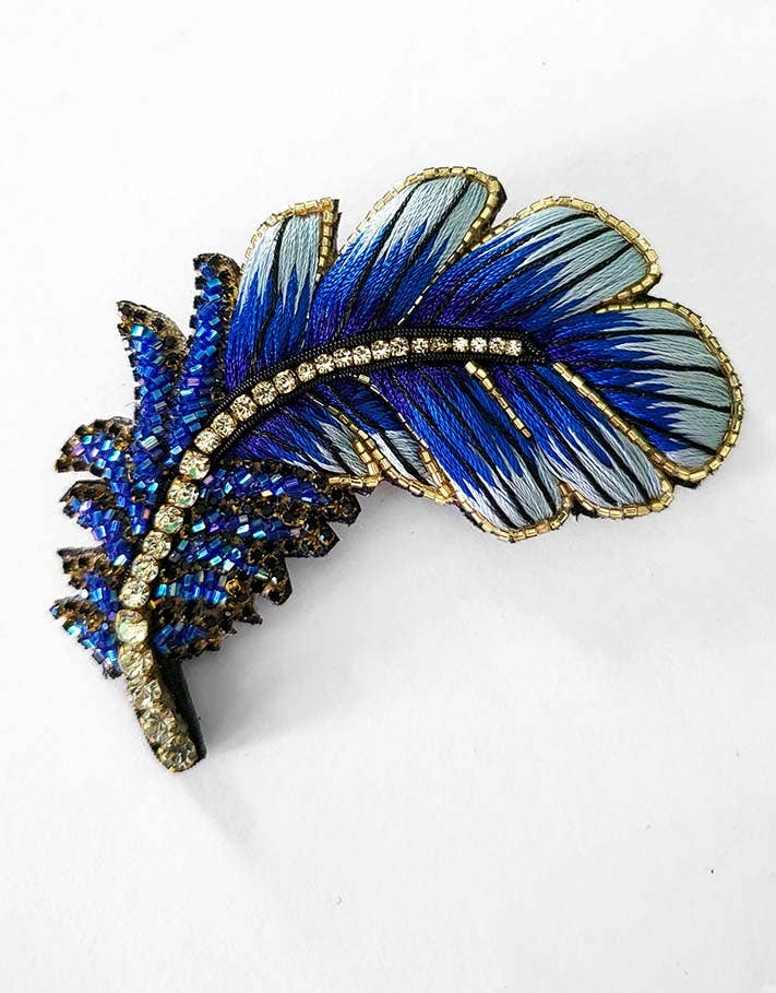 Céleste Mogador - Vente Broches - Broche Plume couleur bleue3