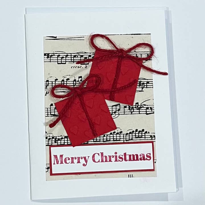 Christmas Card Two Red Presents for wholesale by Marie's Paperie