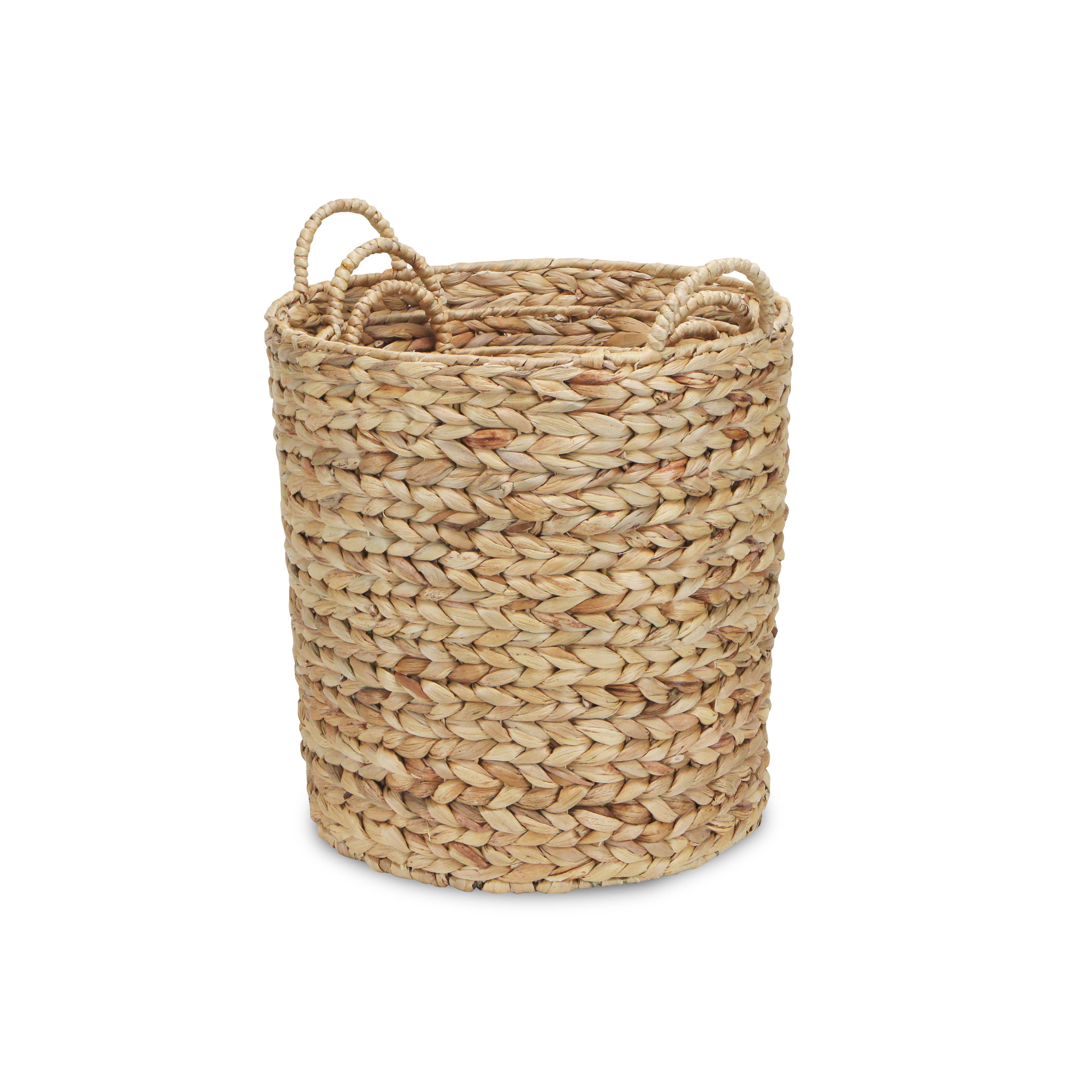 Cheungs Home Decor - Vente Panier garni - Lot de 3 paniers de rangement ronds effilés Laelia en jacinthe d'eau3