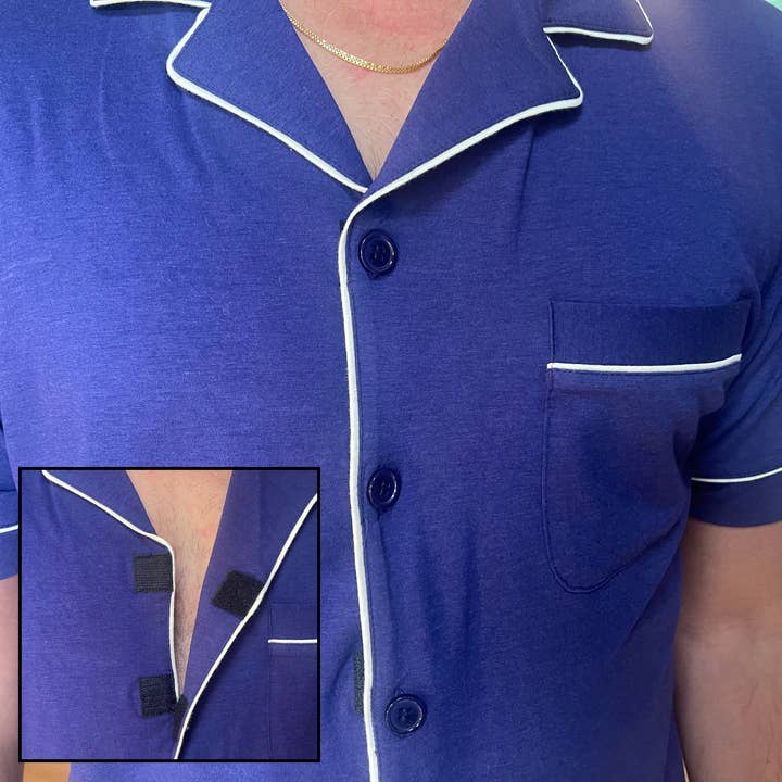 Adaptive Men’s Bamboo/Cotton Blend Pajama Set – Short Sleeve Button-Down Shirt & Pull-On Shorts | Soft, Breathable, Moisture-Wicking Sleepwear (Copy) for wholesale by Willie J’s: The Easy PJ’s