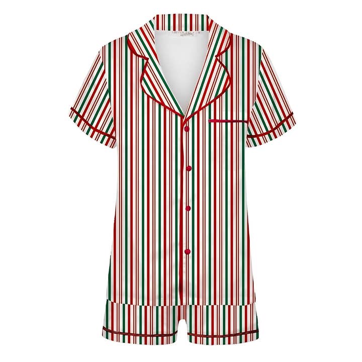 Kinderen Op Maat Gemaakt Kerstmis Satijnen Gepersonaliseerde Pyjamaset - Suikerstokprint voor wholesale door Midnight Mischief