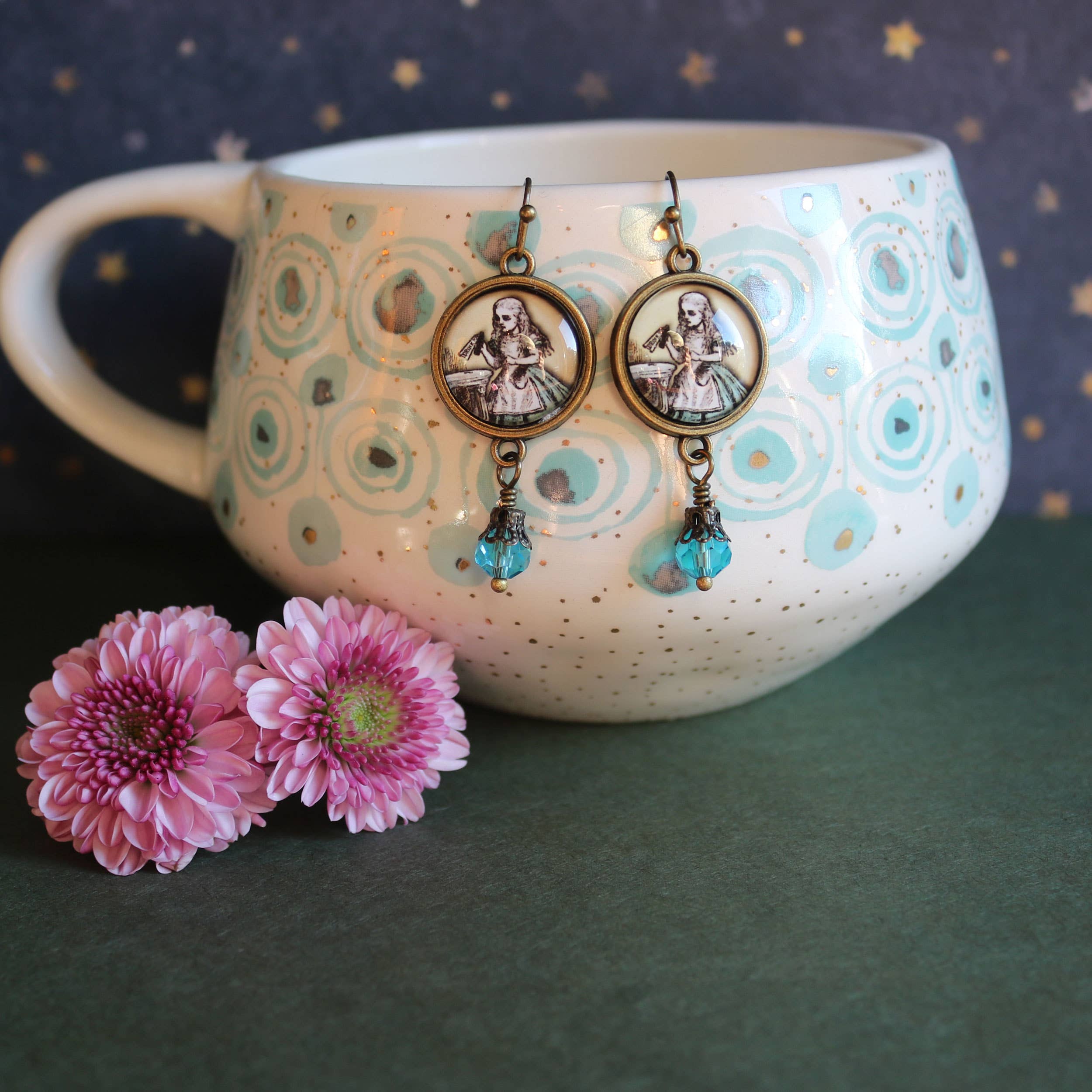 The Divine Iguana - Wholesale Dangle Earrings - Alice in Wonderland "Drink Me" Victorian Earrings3