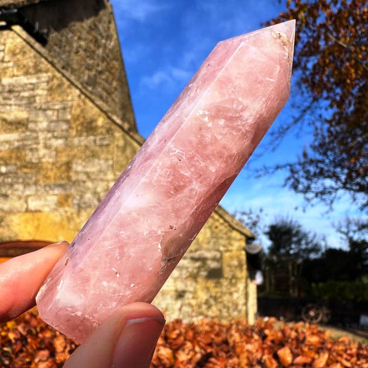 Elf Kendal Hippies - Wholesale Spiritual Stone/Crystal - Rose Quartz tower 8-10cm pink quartz wand crystal point pink3