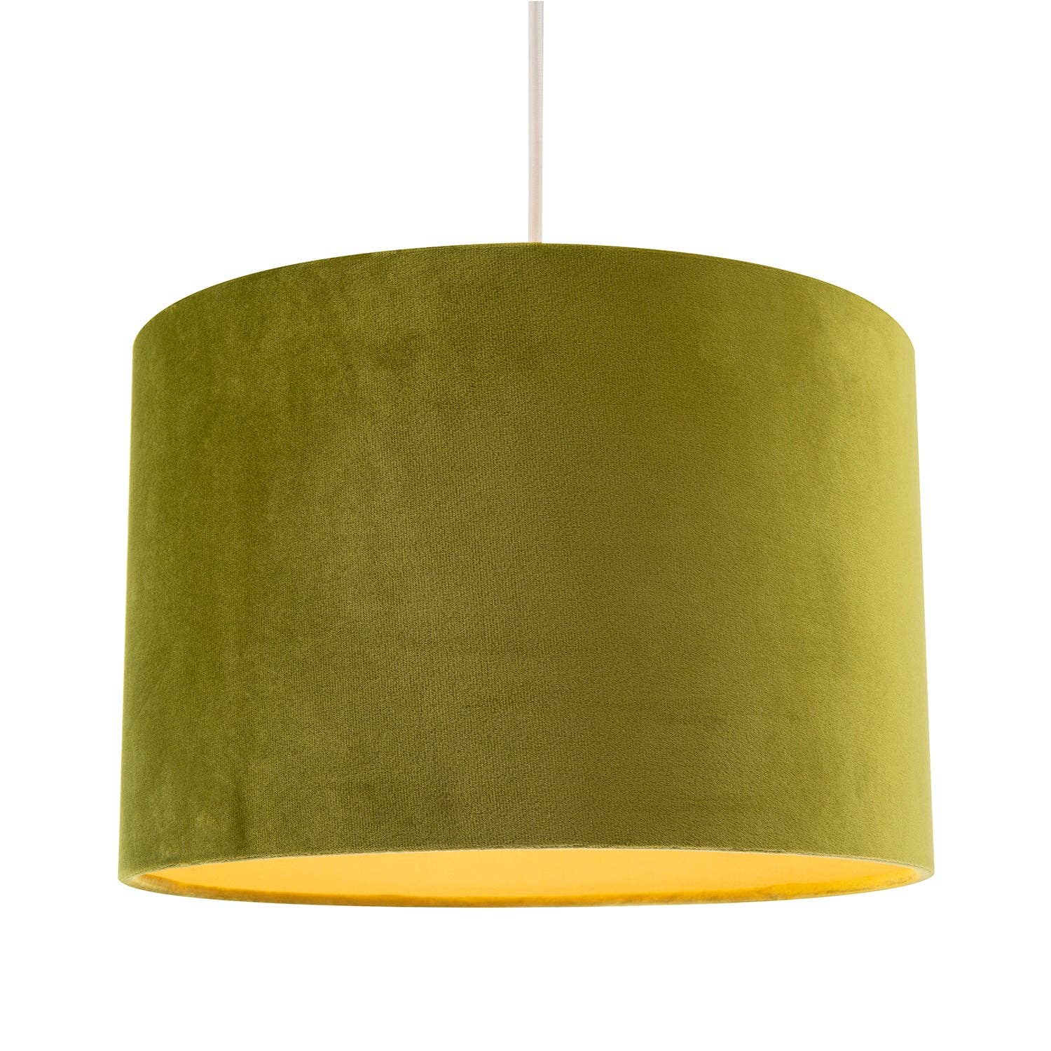 Happy Homewares – wholesale Lampshade – Soft Velvet Olive Green Fabric Round Lamp Shade for Table or Pendant1