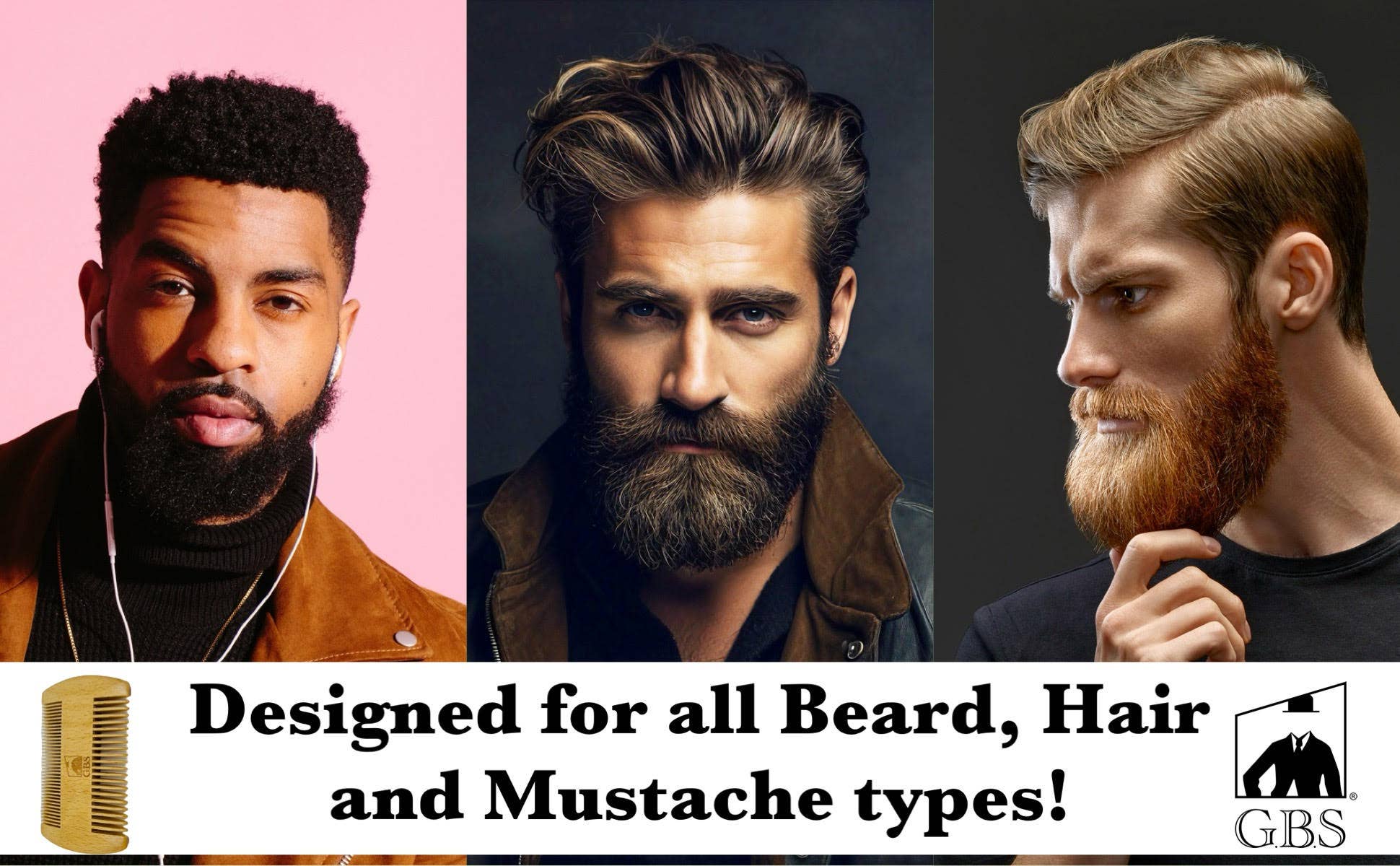 GENTS FINE GROOMING PRODUCTS - Wholesale Beard brush/comb - GENTS Fine Grooming Products 2 Sided Wooden Beard Comb 8