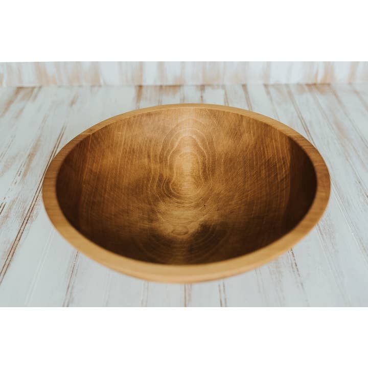 Tazón de madera de haya de 15 pulgadas/acabado en nogal claro y aceite para venta al por mayor de Holland Bowl Mill