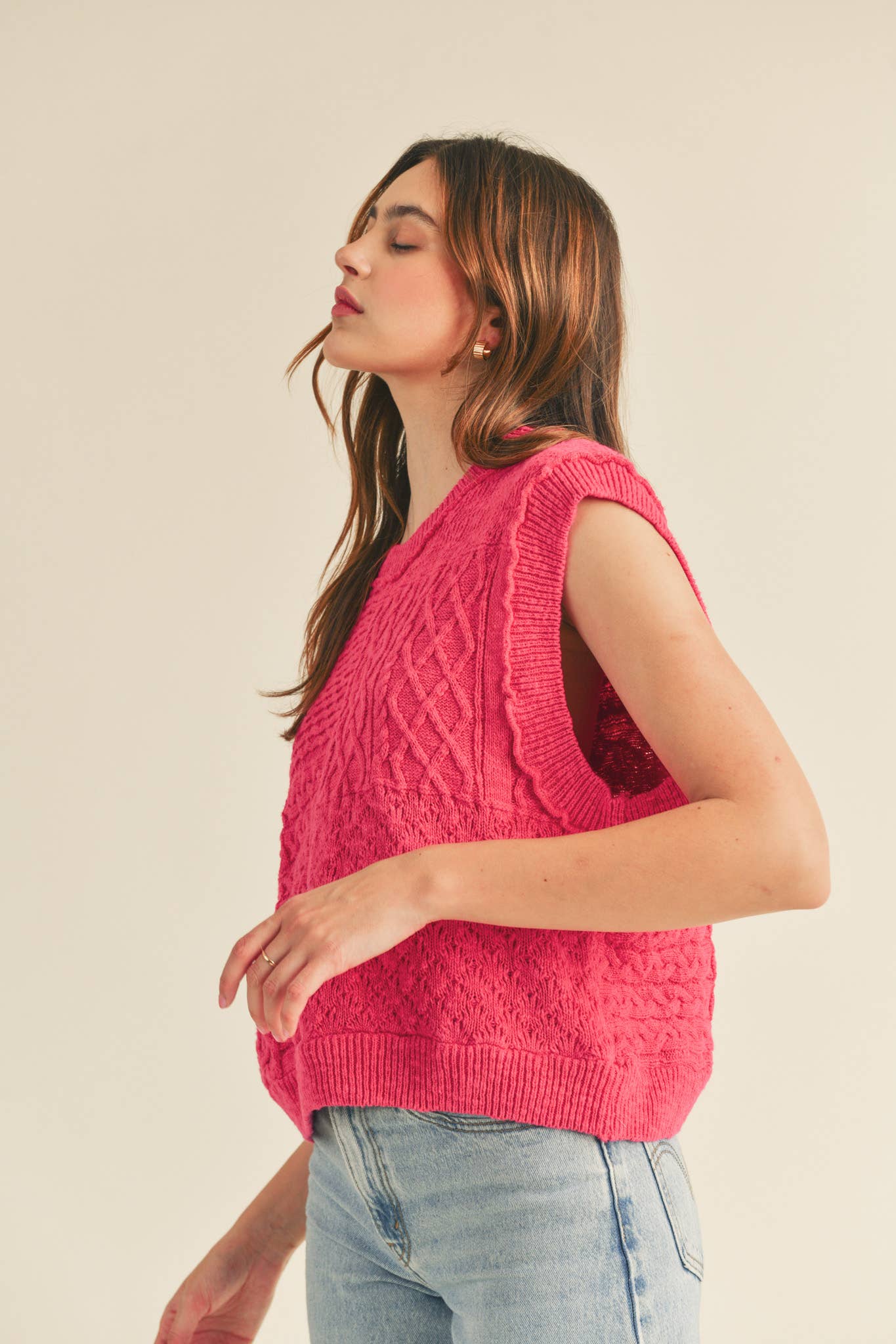 &MERCI – wholesale Tröjväst – Dam – MÖNSTRAD KABELSTICKAD VÄST MSW1022312