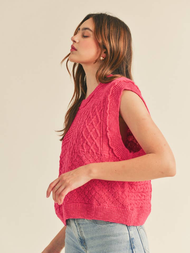 &MERCI – wholesale Tröjväst – Dam – MÖNSTRAD KABELSTICKAD VÄST MSW1022312