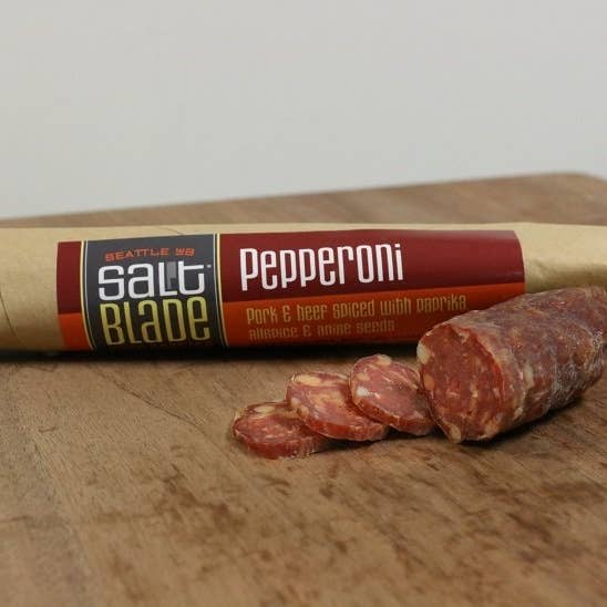 Pork and Beef Pepperoni Salami for wholesale by Salt Blade