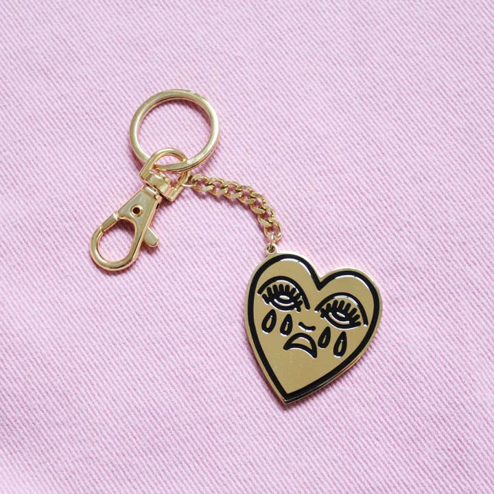 Cousins Collective - Wholesale Keychain - Women's - Crying Heart Tattoo Keyring Keychain  - Gold
