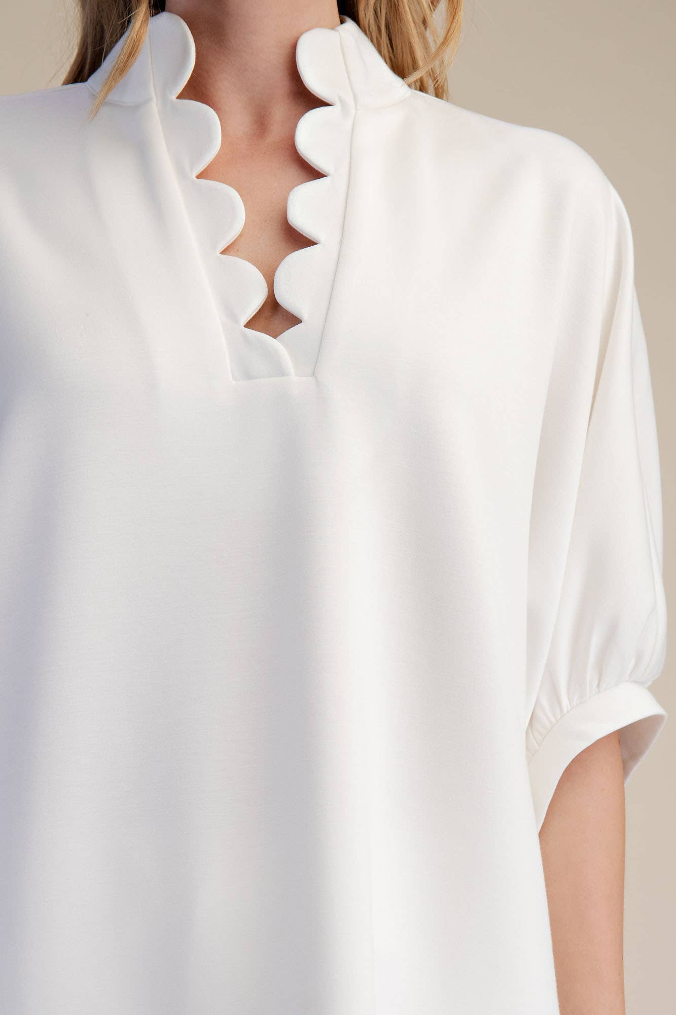 Glam - Wholesale Blouse - Women's - Scallop Neck Line Oversized Top5