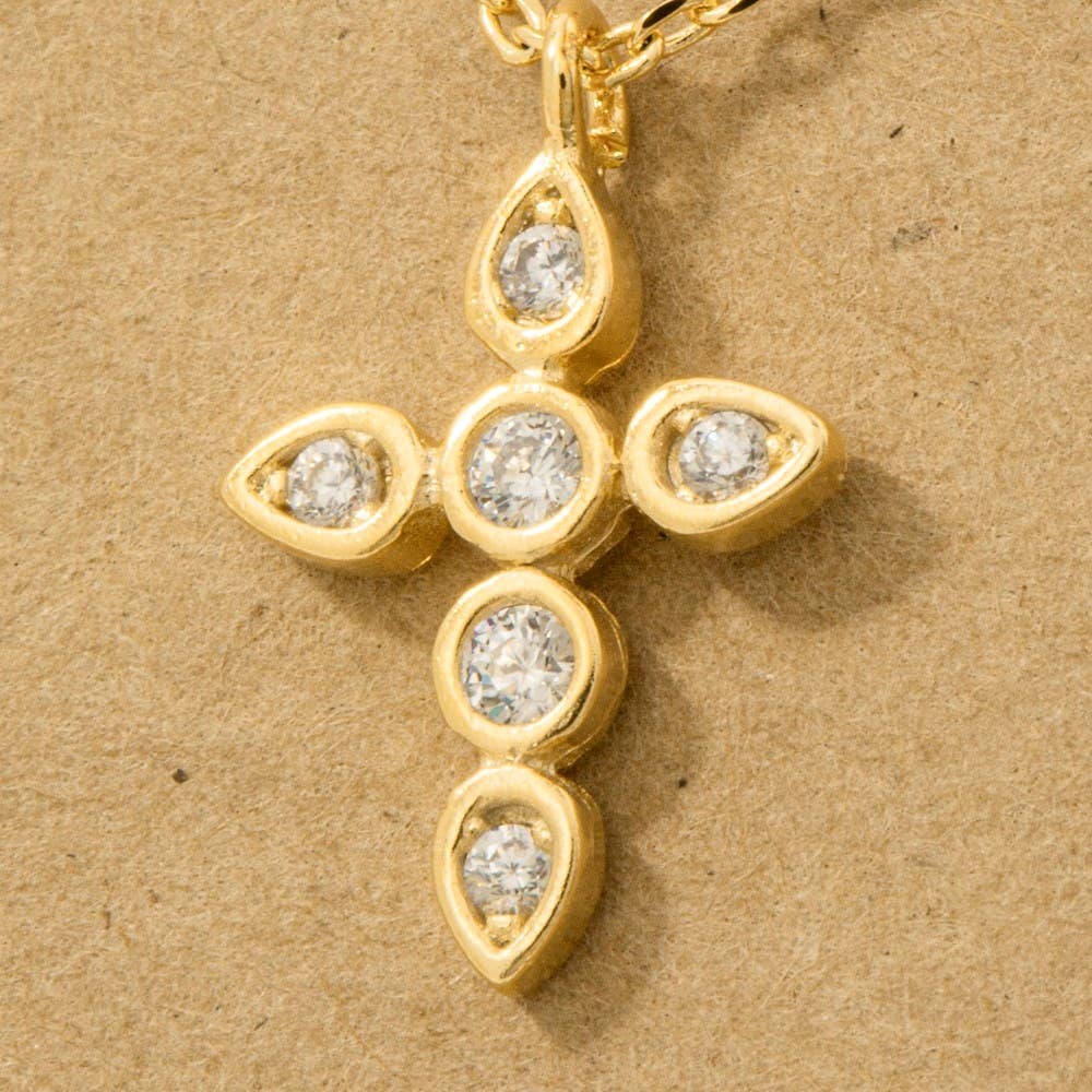Fame Accessories - Vente Colliers à pendentif - Collier Pendentif Croix Plaqué Or Cz3