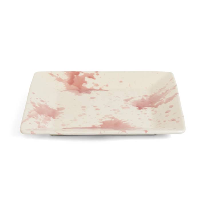 ABS Pottery – wholesale Dinner plate – Square Plate Rose Splatter