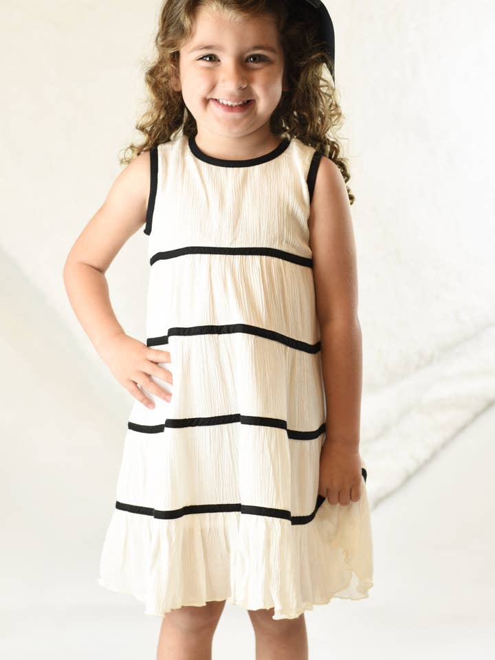 Vestido de Camadas Preto e Branco por atacado de Yo Baby