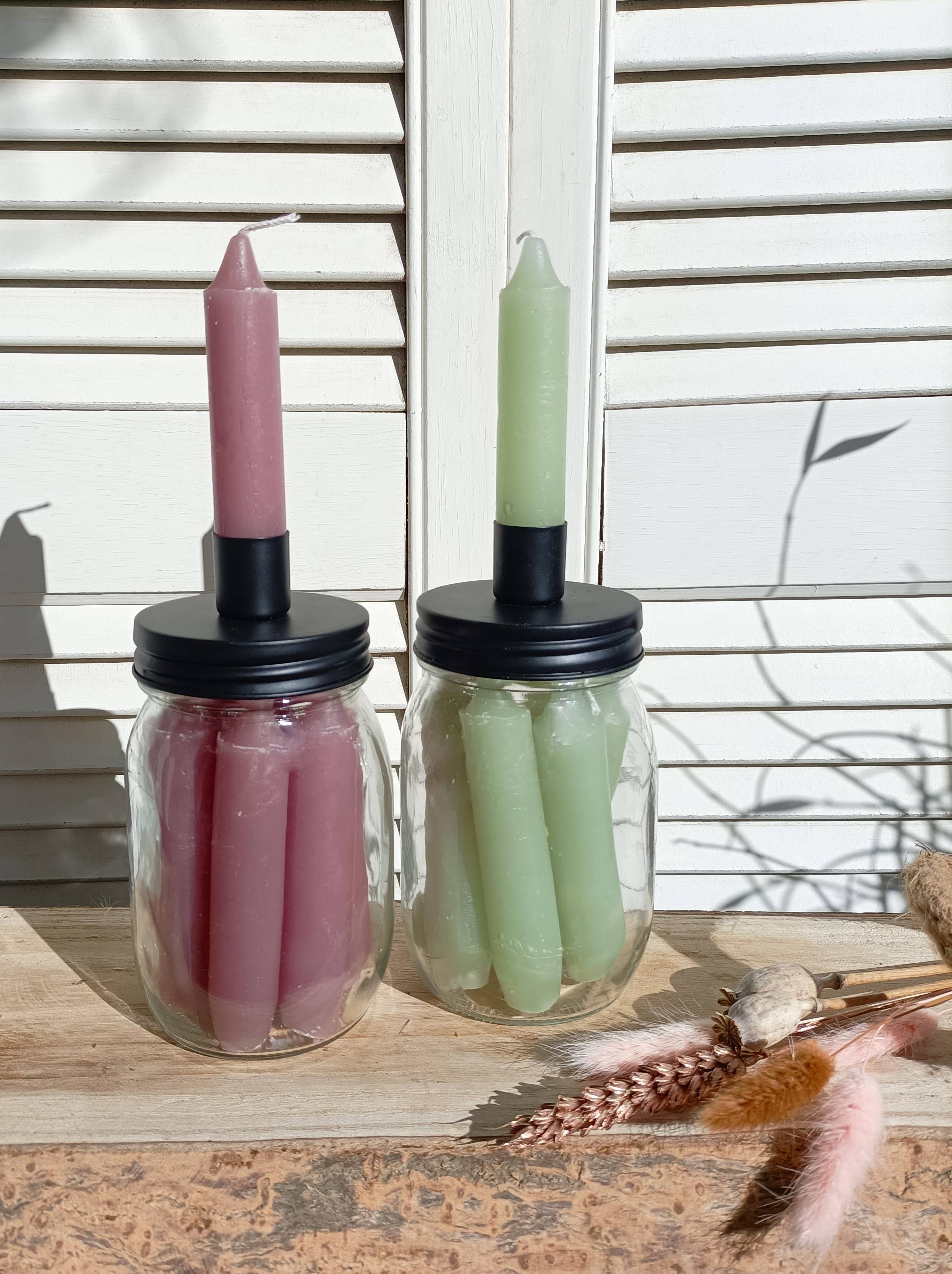 DRYdecorations - Vendita all'ingrosso Candele cilindriche/candelieri - Barattolo con candele di colori diversi0